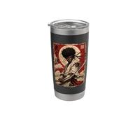 African Samurai Japanese Warrior Anime Katana Ronin Bicchiere termico in acciaio inox doppia parete