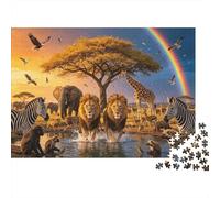 African Savanna 1000 Pezzi Puzzle Riciclabile Paper Animal Kingdom Senior Puzzle Accessori per Giochi di Festa Ottima Idea Regalo per Donne And Men Both 38x26cm/1000 Pezzi