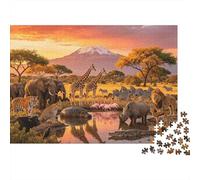 African Savanna 1000 Piece Puzzle Carta riciclata Regno della fauna selvatica Puzzles for Ragazzi e ragazze Ages 6 Years Up Family Gaming Time Props Great Regalo Idea Home 38x26cm/1000pcs