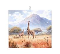 African Savanna Giraffe Stampe Piano di lavoro Cucina Tappetino assorbente assorbente e antiscivolo per stoviglie Lavello da cucina