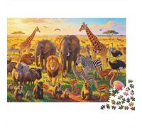 African Savanna Puzzles 1000 pezzi Materiale riciclabile Regno della fauna selvatica Senior Puzzles Gioco educativo Antistress Gioco genitore-figlio Props 38x26cm/1000pcs