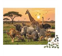 African Savanna Safari Puzzles 1000 Pezzi Riciclabile Materiale Wildlife Senior Puzzles Impossible Hard Difficult Challenging Educativo Game for Men 70x50cm/1000pezzi