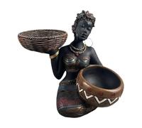 African Statues For Home Decor | Seated Woman With Bowl Table Statues