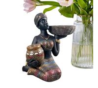 African Statues For Home Decor | Seated Woman With Bowl Table Statues
