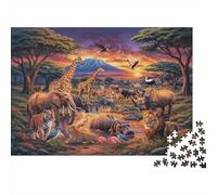 African Style Anziani Puzzles 1000 Piece Riciclato Safari Park Puzzle Puzzle Gioco Accessori Famiglia Tempo di Gioco Educativo Gioco Challenge Regalo 52x38cm/1000pcs