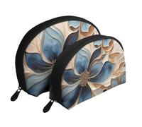 African Tribal Ethnic Texture Portable Shell Cosmetic Bag Set - Travel Makeup Organizer con cerniera e scomparti interni, Timbratura oro, Taglia unica