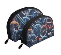 African Tribal Ethnic Texture Portable Shell Cosmetic Bag Set - Travel Makeup Organizer con cerniera e scomparti interni, Biciclette Bicicletta Ciclismo, Taglia unica