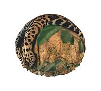 African Wildlife Leopard On Rock Cuffia da a con stampa per donna Cuffie da a riutilizzabili in tessuto a doppio strato Cuffie per capelli da ragazza