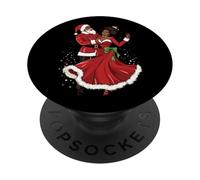 africano, americano, santa, ballare, con, signora Claus per Natale PopSockets PopGrip Adesivo