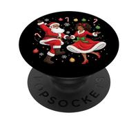 africano, americano, santa, ballare, con, signora Claus per Natale PopSockets PopGrip Adesivo