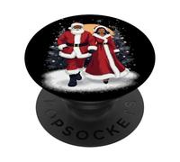 africano, americano, santa, ballare, con, signora Claus per Natale PopSockets PopGrip Adesivo