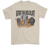 Africano Fauna Selvatica Elefante Leone Rhino Safari T-Shirt 100% IN Cotone