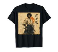 Africano Samurai Guerriero Katana Giapponese Nero Anime Bushido Maglietta