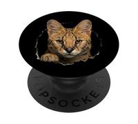 Africano Serval Breaking Through Torn Hole Wild Cat Graphic PopSockets PopGrip Adesivo