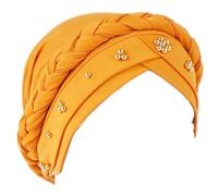 Africano Turbante Cappelli Per Le Donne Pre Legato Treccia Perline Chemo Headwrap Cancro Beanies Copricapo Foulard