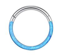 Afrikanische Nasenringe Für Durchbohrte Nase 16G Opal Septum Ringe Hoop Nasenring Lippenringe Scharnierring Segmentring Nahtloser Ring Knorpelohrringe Hoop Tragus Septum Piercing Jewerly Nase (SL3, A)