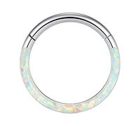 Afrikanische Nasenringe Für Durchbohrte Nase 16G Opal Septum Ringe Hoop Nasenring Lippenringe Scharnierring Segmentring Nahtloser Ring Knorpelohrringe Hoop Tragus Septum Piercing Jewerly Nase (SL1, A)