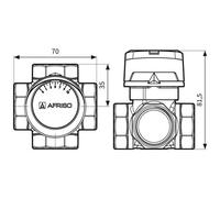 AFRISO - 4-way 1 pollici pollici Inch Bsp Dn25 Universale Valvola Miscelatrice Riscaldamento Sistema