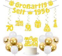 Afritee Decorazione per il 70° compleanno, da donna, 21 pezzi, banner dorati e galleggianti, palloncini decorativi, ideale dal 1956, decorazione per il 70° compleanno