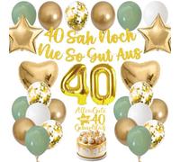 Afritee Ghirlanda decorativa per 40° compleanno, motivo: donna e uomo, 31 pezzi, per 40° compleanno, decorazione per torta, decorazione per 40° compleanno, festa di compleanno