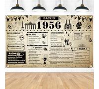 Afritee Striscione decorativo per il 70° compleanno di uomo e donna, giornale retrò Back in 1956, decorazione per feste dei 70 anni, poster per feste, 110 x 180 cm