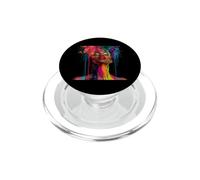 Afro Americano Donna Floreale Afro Colore Dipinto Vis PopSockets PopGrip per MagSafe
