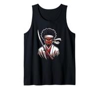 Afro Americano Samurai Anime Cartone Animato Giapponese Bushido Guerriero Canotta