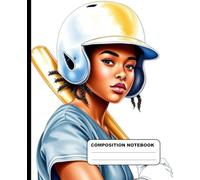 Afro Female Baseball Batter Wide Ruled Composition Notebook: Baseball Notebook For Boys, Girls And Adults 7.5 Inches x 9.25 Inches 110 Pages