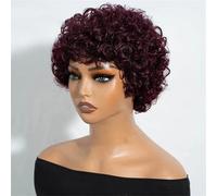 Afro Kinky Corto Parrucche Ricce Per Donne Nere Parrucca Bob Marrone Naturale Senza Colla Con Frangia Parrucche Brasiliane Per Capelli Umani