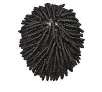 Afro Kinky Twist Crochet Trecce Capelli Per Gli Uomini Neri Sistema Dei Capelli Umani Africani Afro Toupee Tutto PU Capelli Pezzo 120 6x8 #Twist Crochet 1B