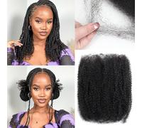 Afro Kinkys Bulk - Capelli umani per extension di dreadlock, 50 g/confezione, trecce Marley Twist, mini capelli umani morbidi per riparazione Locs (1B#, 35,5 cm (confezione da 3)