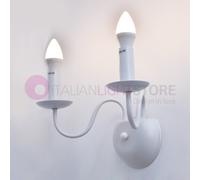 AFRODITE Applique Candelabro Rustico 2 Luci Bianco Stile Provenzale