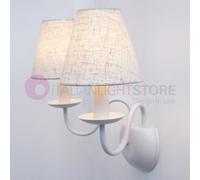 AFRODITE Applique Candelabro Rustico 2 Luci Stile Provenzale con Paralumi Sabbia
