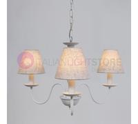 AFRODITE Lampadario Candelabro 3 Bracci Bianco Stile Provenzale Paralumi sabbia