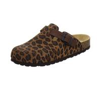 AFS-Schuhe 2900 Pantofole comode da donna, punta chiusa, zoccoli in pelle, made in Germany, Marrone Leopardo, 39 EU
