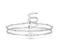 AFSTALR Bracciale con lettere da donna in oro e argento, con incisione wafer, iniziali A-Z Letter, bracciale con lettere personalizzate, idea regalo per donne, Acciaio inossidabile