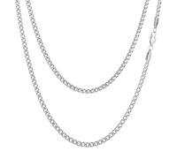 AFSTALR Collana a catena cubana uomo, larga 5 mm, in acciaio inossidabile, argento, 45 cm, gioielli per uomo e donna