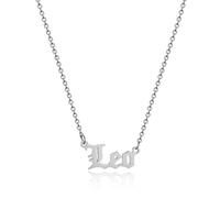 AFSTALR Collana con ciondolo a forma di lettera zodiacale inglese in argento/oro, regalo di compleanno, Leo, Acciaio inossidabile,