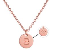 AFSTALR collana con iniziali da donna con ciondolo lettera B collana con in oro rosa con cuori Regalo di compleanno per ragazze