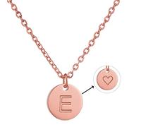 AFSTALR collana con iniziali da donna con ciondolo lettera E collana con in oro rosa con cuori Regalo di compleanno per ragazze