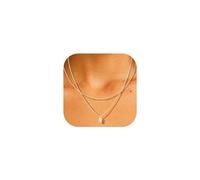 AFSTALR Collana con lettera da donna, in oro argento, con nome personalizzato e nome Layering, catena con ciondolo iniziale con lettera A-Z personalizzata per donne e ragazze regali, Acciaio
