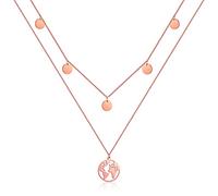 AFSTALR Collana da donna con ciondolo a forma di mondo/collana da donna, in argento, oro/oro rosa, con 5 monete/perle, Korn, Acciaio inossidabile, Perla
