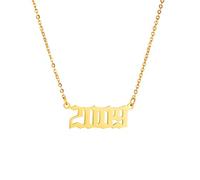 AFSTALR - Collana da donna con ciondolo a forma di numero di anno 1980-2019, argento/oro/oro rosa e 1985, colore: Oro, cod. NK-YEAR--GOLD-1985