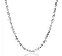AFSTALR Collana Uomo Donna Acciaio Inossidabile Argento Catena a Maglia Veneziana 3mm Box Collane Gioielli da Regalo Lunghezza 50cm