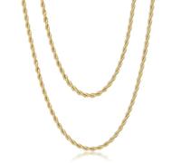 AFSTALR Collana Uomo Oro Maglia Catena Twisted 3mm Larghezza Catenina Acciaio Inossidabile Corda Intrecciata Lunghezza 60CM