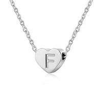 AFSTALR - Girocollo da donna in argento con piccolo ciondolo a forma di cuore, con iniziale, ideale per ragazze e Acciaio inossidabile, colore: S, cod. NK-heart-silver-S