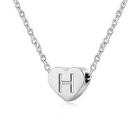 AFSTALR - Girocollo da donna in argento con piccolo ciondolo a forma di cuore, con iniziale, ideale per ragazze e Acciaio inossidabile, colore: S, cod. NK-heart-silver-S
