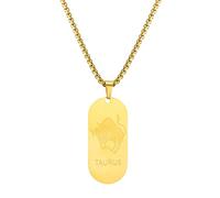 AFSTALR Segno Zodiacale Collana Toro Pendente Piatto militare Oro Zodiaco Collana Regalo di Natale Uomo