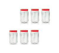 AFSUK 6 barattoli in plastica da 1500 ml con coperchio a vite, ermetici, per alimenti, senza BPA, per cucina, erbe, spezie, dolci, trasparenti, rotondi, grandi contenitori