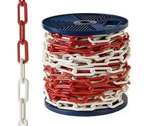 AFT 1041000 - Catena in plastica, bicolore, 6 mm, rotolo da 25 m, Rosso/Bianco
